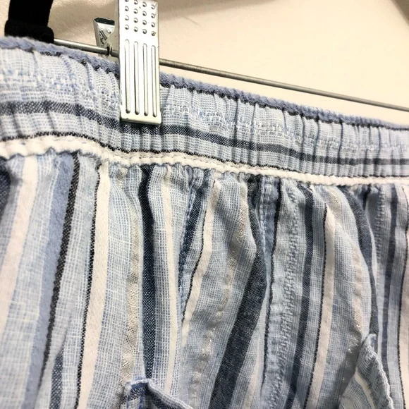 Lane Bryant Linen Blend Beach Pants Size 26 Colors White Blues Metallic Stripes - Picture 11 of 13